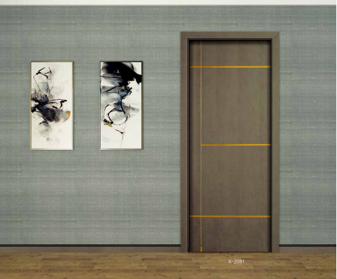 鑫順來X-2081雕花叉色貼科技木皮平開隔音實(shí)木烤漆門