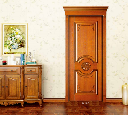 鑫順來X-2004復(fù)古雕花帶扣線、羅馬柱、實木花、單邊帽頭封閉修色實木烤漆門
