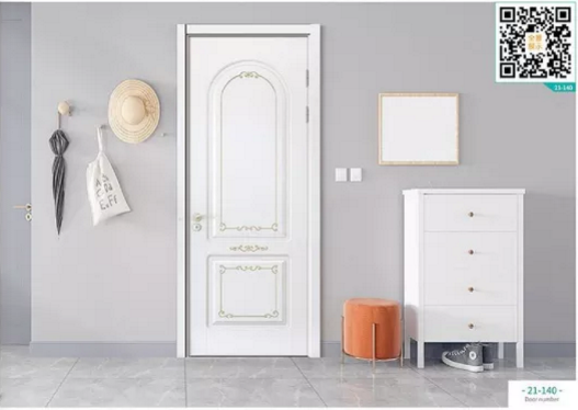 廠價新款鑫順來21-140掃碼帶扣線實木花豪華木門，掃二維碼看裝修風格