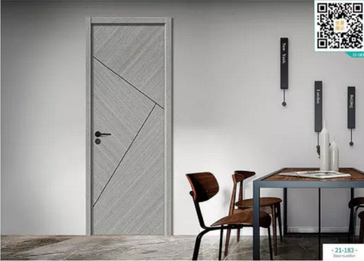 廠價(jià)新款鑫順來(lái)21-183掃碼輕奢拼貼鑲金屬條木門，掃二維碼看裝修風(fēng)格