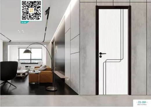 廠價(jià)新款鑫順來(lái)21-184掃碼叉色條木門，掃二維碼看裝修風(fēng)格