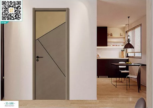 廠價(jià)新款鑫順來(lái)21-186掃碼輕奢拼貼鑲金屬條木門，掃二維碼看裝修風(fēng)格