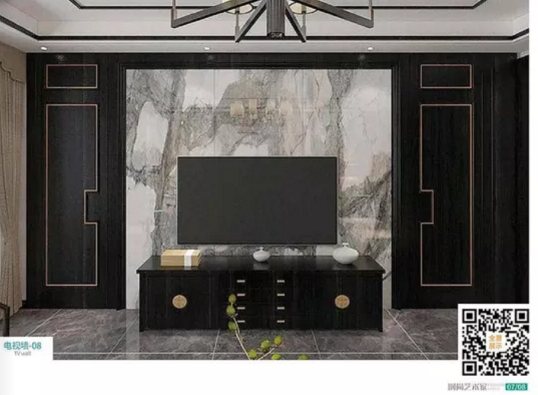 廠價新款鑫順來DQ-08掃碼輕奢電視墻,掃二維碼看裝修風格