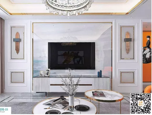 廠價上市鑫順來DQ-15掃碼豪華電視墻,掃二維碼看裝修風(fēng)格